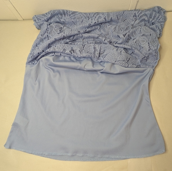 Alya Lacey Lavender Women's Blouse Sz L Top Off Shoulder Strappy B-3 - Picture 8 of 11